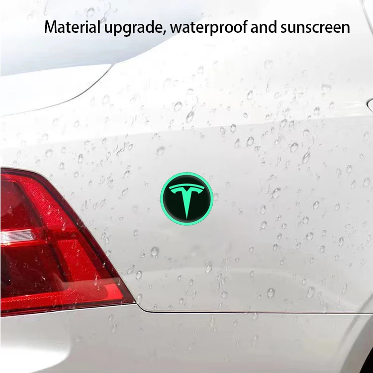 Tesla cars glow-in-the-dark sticker wheel hub Creative rear window decorative sticker decorative warning modified car sticker