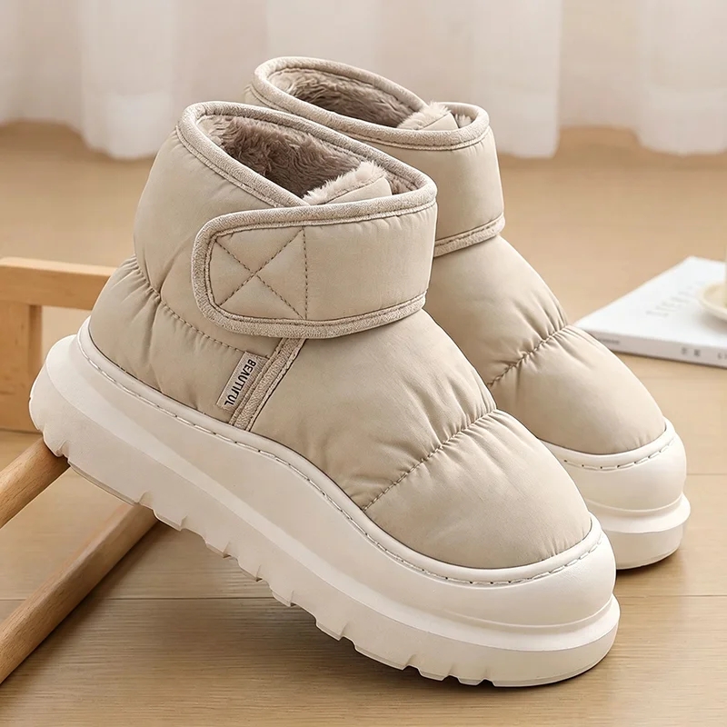Rutschfeste, dicke Winterstiefel für Damen 2026, Übergrößen, warme Plüsch-Knöchelstiefel, wasserdichte Baumwollschuhe für Paare – Detail 18