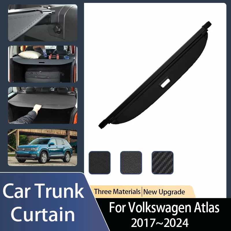 

Fit For VW Volkswagen Atlas Teramont CA1 2017~2024 Car Trunk Curtain Cover Trunk Rack Partition Shelter Luggage Auto Accessories