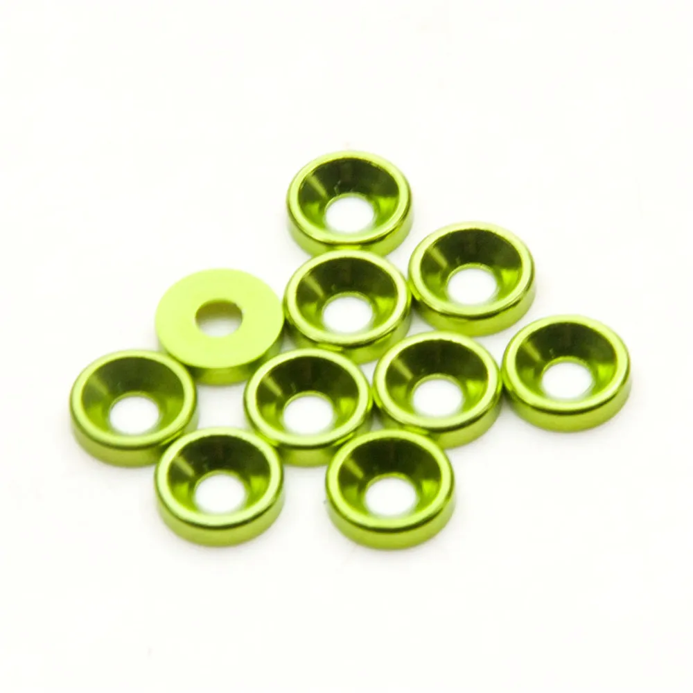 TRINOOD 10pcs M3 3mm Junta de arruelas de cabeça escareada anodizada colorida para carro 1/10 RC
