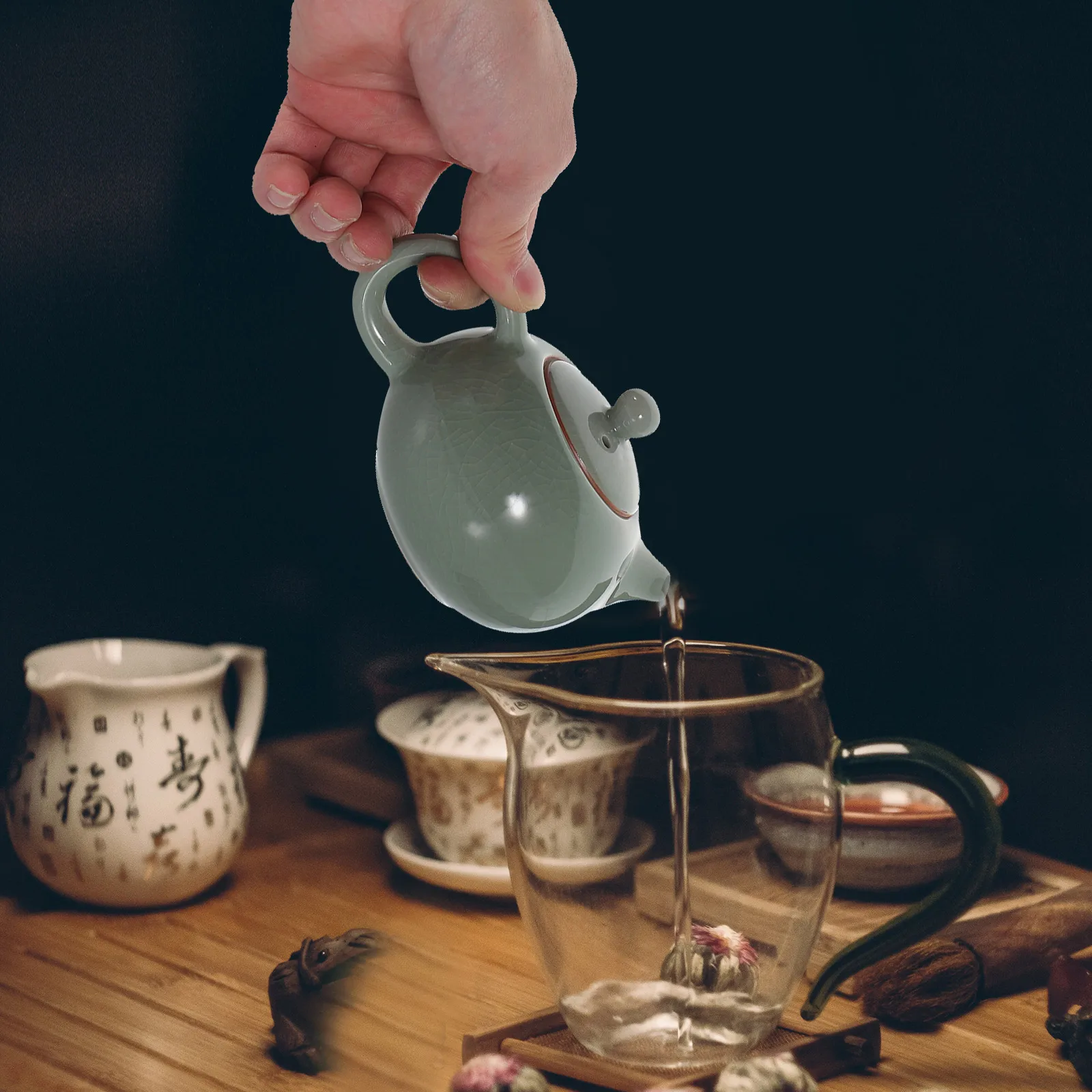 

Ceramic Teapot Ice Crack Glaze Practical Heat Resistant Tea Pot Home Office Travel Ceramic Pot Loose Leaf