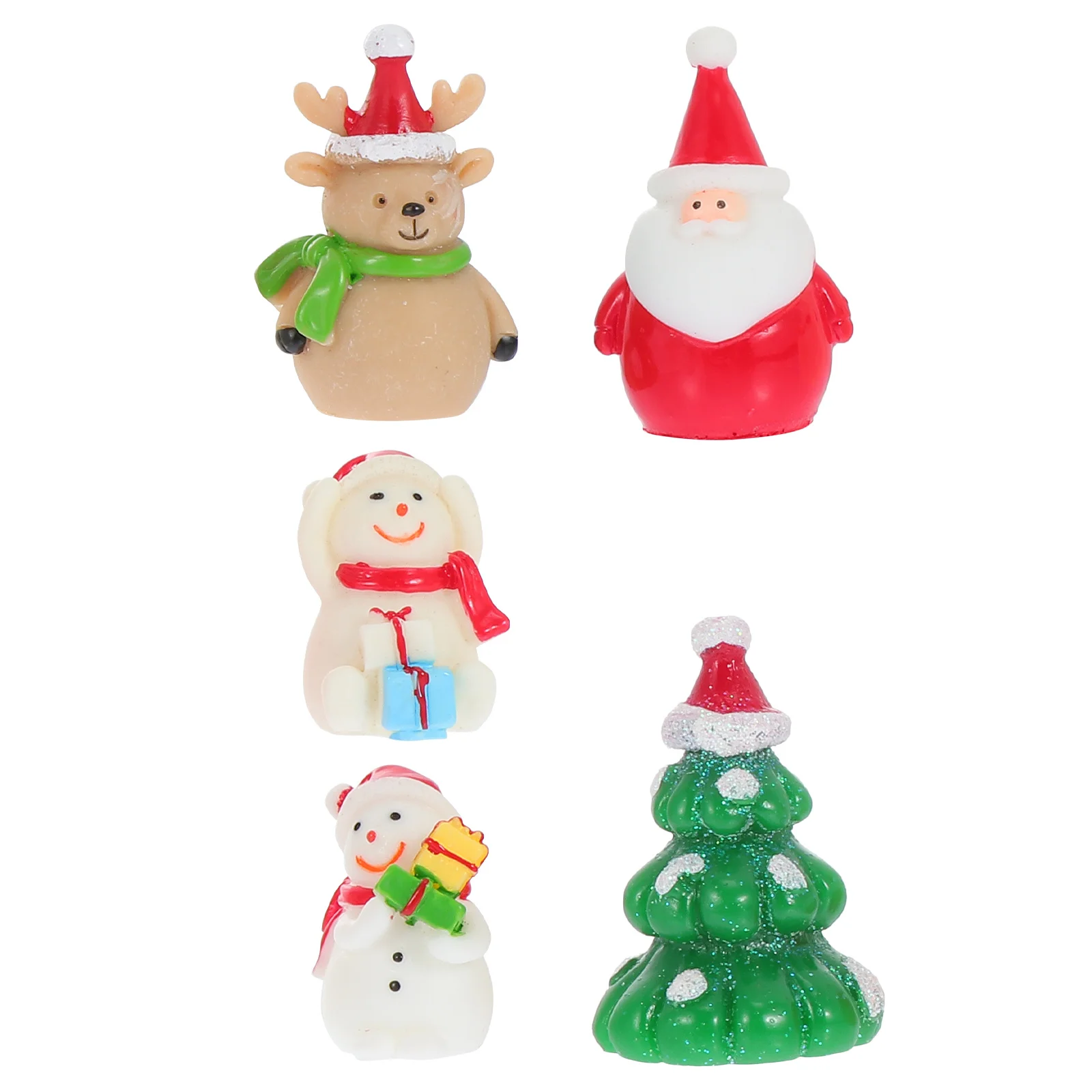 

5Pcs Xmas Home Ornament Resin Christmas Decoration for Party Desktop Micro Landscape Festive Decor Craft Christmas Ornament