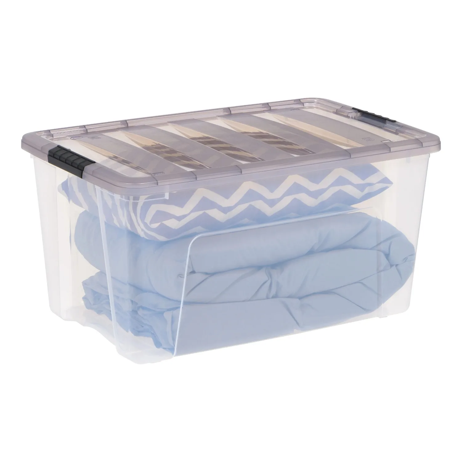 IRIS USA, 72 Qt. (18 Gal.) Clear Latch Box, Stackable Plastic Storage Bins with Lids, Set of 3