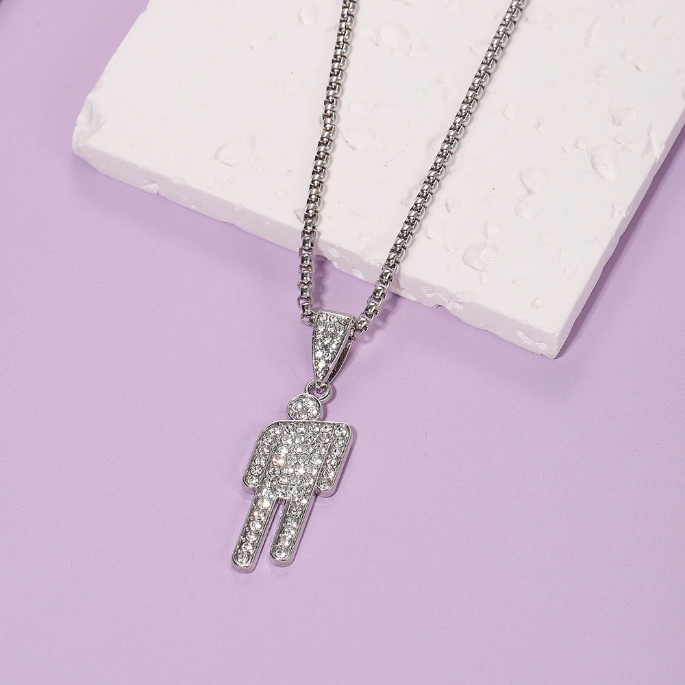 الزركون ملتوية رئيس الإنسان على شكل قلادة جديد الهيب هوب الشارع نمط الأزياء قلادة الاكسسوارات سترة سلسلة المجوهرات بالجملة #5