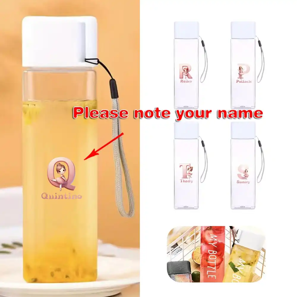 

Customized Name 500ml Clear Water Bottle Leakproof Sport Bottle Portable Water Cup For Drinking Drinkware Accessories For Travel