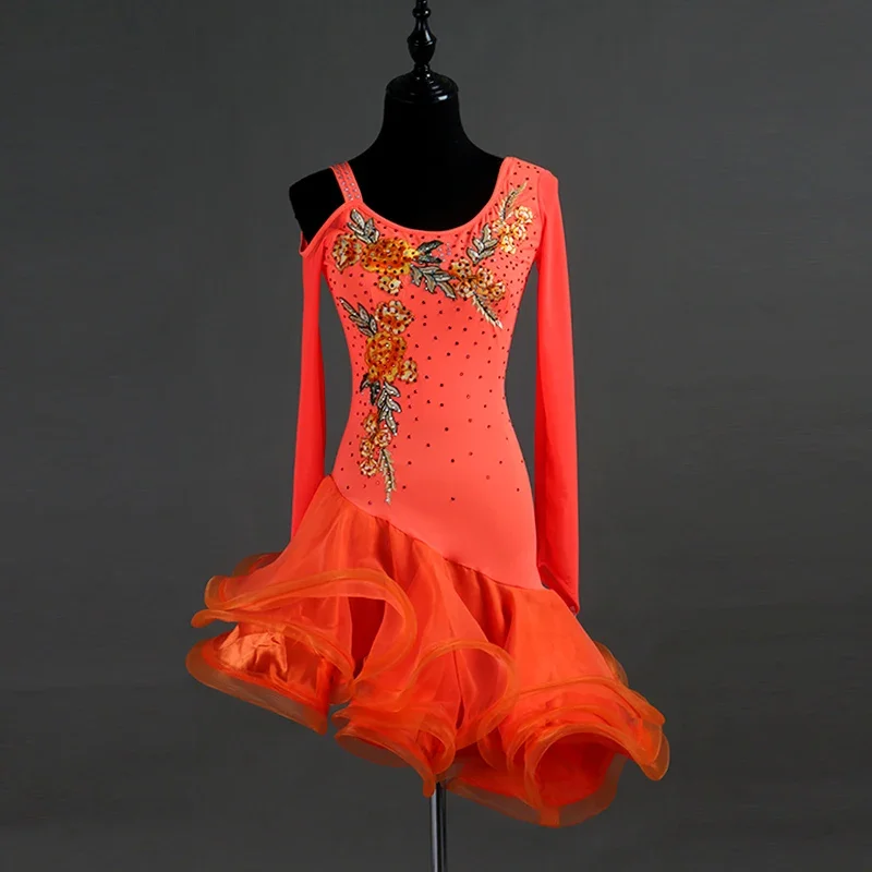 New Latin Dance Dress Woman 2025 Line Suit Dancewear Stage Clothes Competition Practice Costume Girl Party Sport Prom Customized