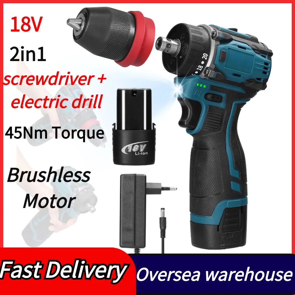 16.8V Mini Brushless Electric Drill 55NM Cordless Driller Mini Screwdriver Li-ion Battery Power Electric Drill Rechargeable