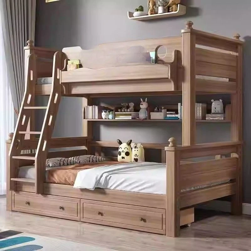 Solid wood bunk Bunk Two-layer high and low Double Upper and lower bunk wooden, Mother