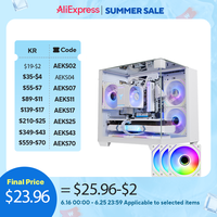 Yeah Magic Cube PC Case Game MATX Desktop Computer Chassis Seaview Room Case Curved Glass Support 240 Water Cooling+3Pcs Fans