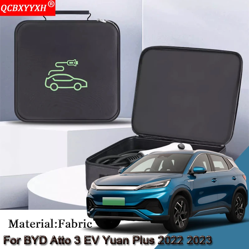 EV Car Charging Cable Storage Carry Bag For BYD Atto 3 EV Yuan Plus 2022 2023 Charger Plugs Sockets Waterproof Fire Retardant