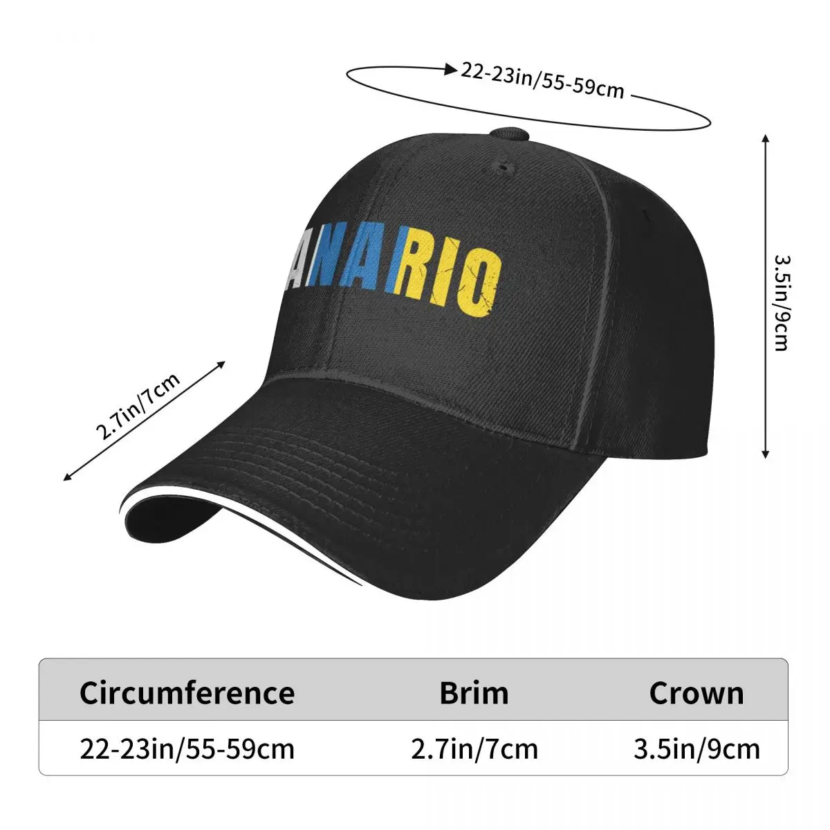 Canary Islands Canario Gran Canaria Golf Fashion Casual Baseball Cap Hip Hop Snap Hat Unisex Sun Protection Hat