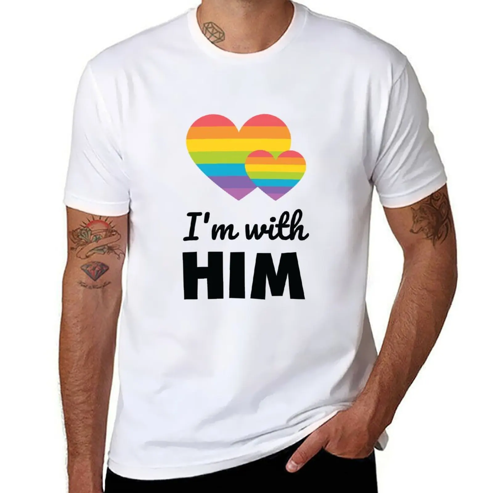 

I'm With Him LGBTQ Rainbow Gay Couple T Shirt T-Shirt man t shirt cotton t shirts for man graphic tees T-Shirt