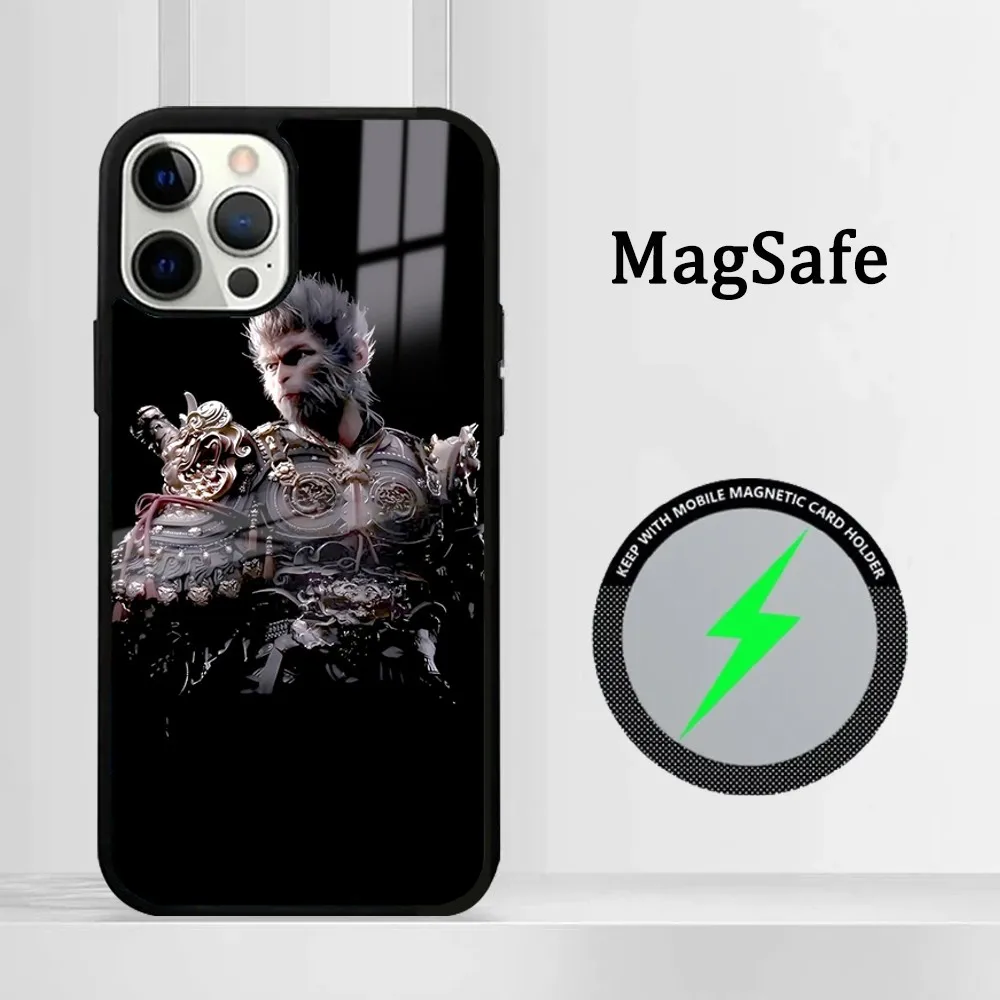 GAME B-Black M-Myth W-Wukong Phone Case For IPhone16 15 14 13 12 11 Pro Max Plus Mini Mirror Magnetic Cover