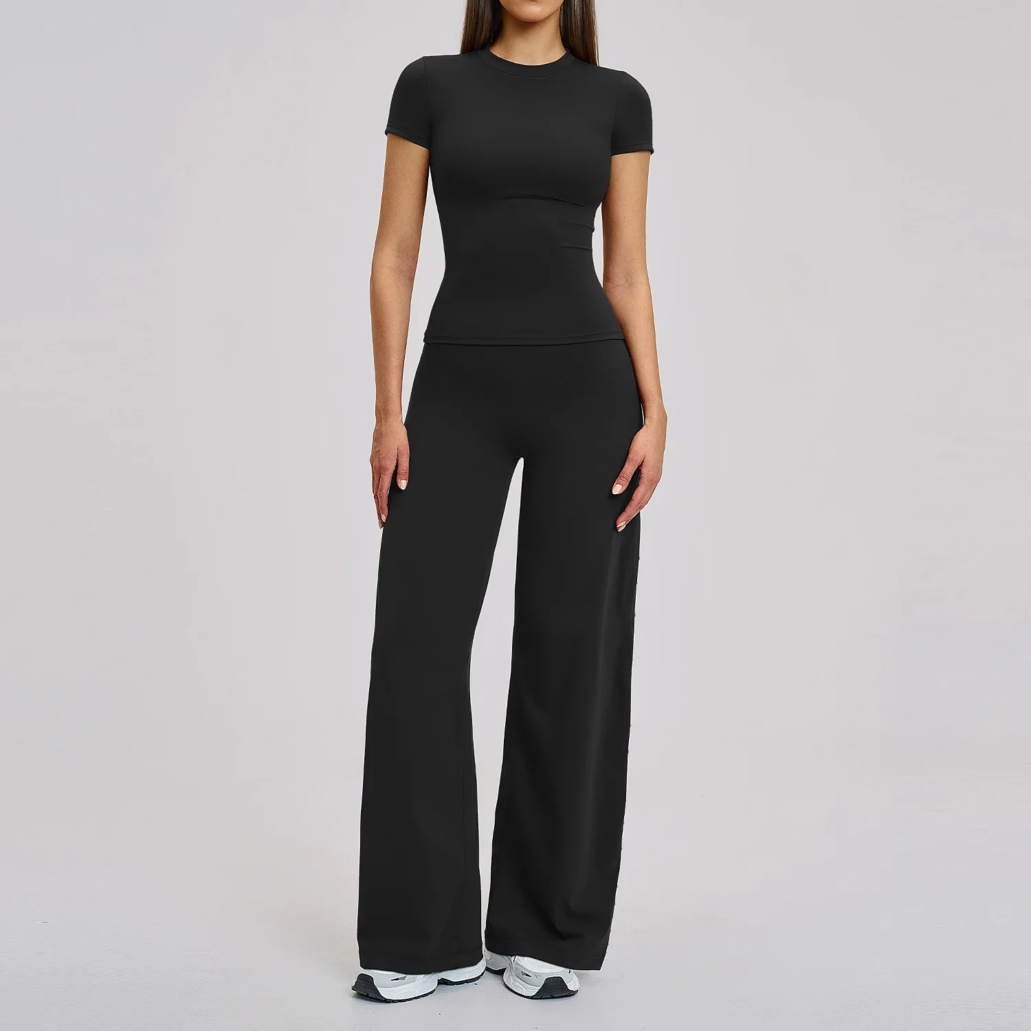 2 Pieces Yoga Set Gym Clothes Sportswear Yoga Suits Women Sports Outfits Fitness Short Sleeve Crop Top Tracksuits Gym Leggings - Image 5