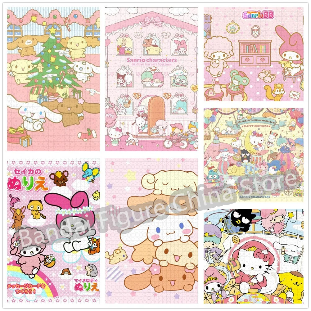 

Мультяшный пазл 300/500/1000 шт. игрушка для снятия стресса Sanrio головоломка Hellokitty Kuromi Cinnamoroll рождественские подарки на день рождения