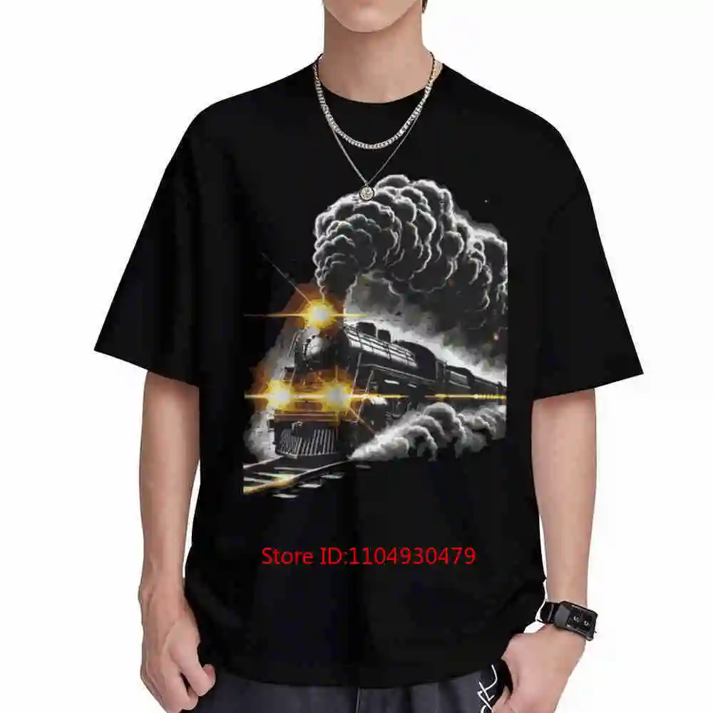 Steam Engine Train Vintage Locomotive Conductor Short Sleeve Tee 100% Cotton T-Shirt