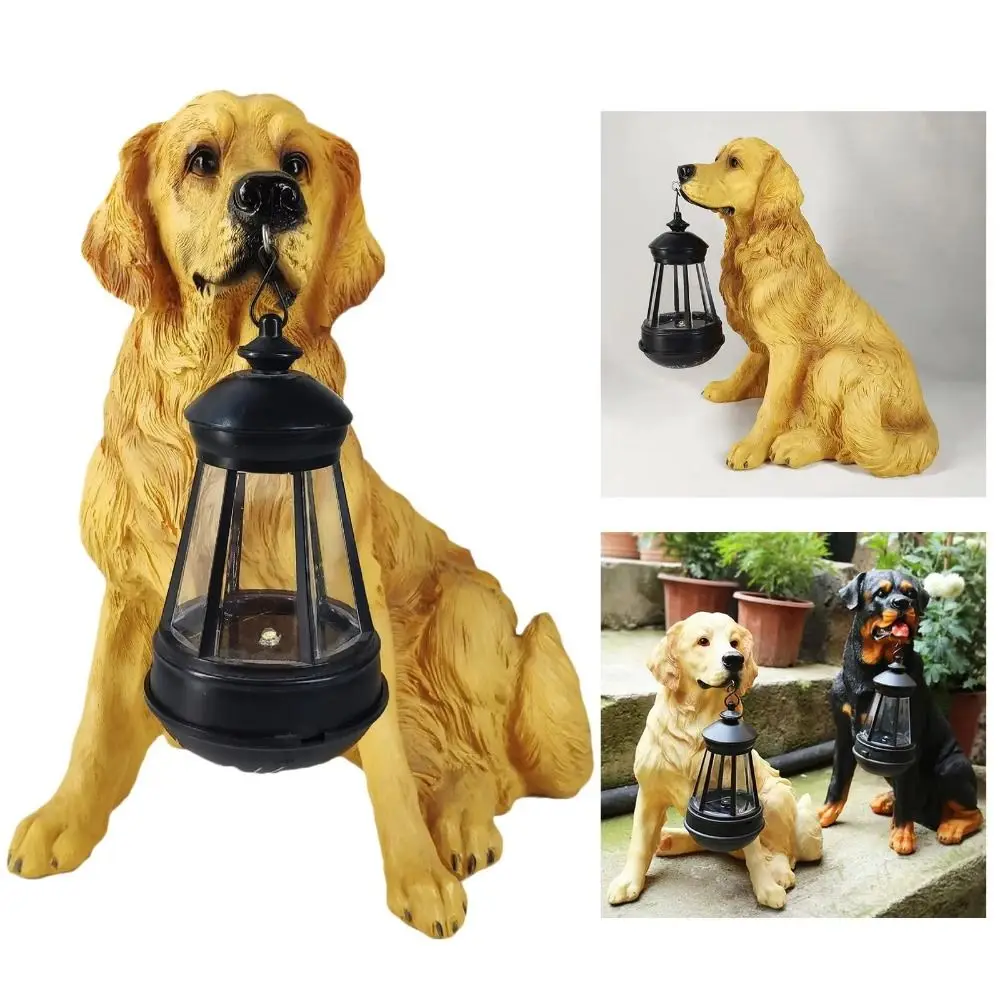 

Creative Resin Dog Sculpture Rustic Design Waterproof Solar Dog LED Light Weather-Resistant Decorative Outdoor Dog Sculpture