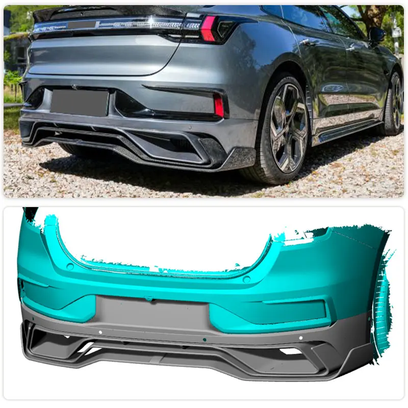 Carbon Fiber and FRP Car Rear Bumper Diffuser Lip Spoiler For Zeekr 001 2021-2023 Racing Rear Diffuser Apron Protector Guard