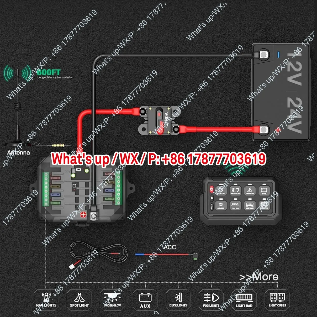 8-Key wireless, group switch panel, eight-way touch switch panel for RV yacht conversion RGB