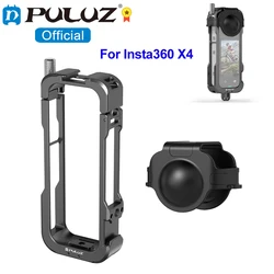 PULUZ for Insta360 X4 Metal Protective Cage Rig Housing Frame with Lens Cover for Insta360 X4 Aluminum Frame Accessories