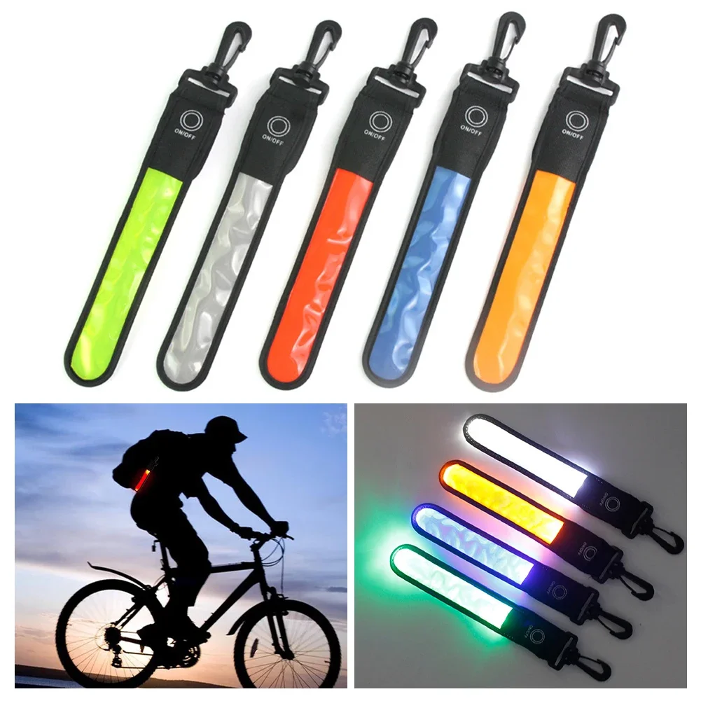 Backpack Reflective Strip Cycling Hiking Bag LED Reflector Light Reflect Bag Night Safety Walking Running Safety Bag Pendant