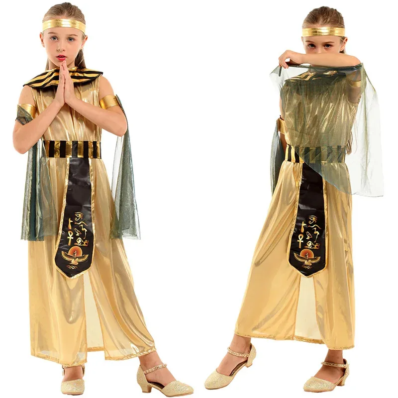 

Girls Halloween Carnival Party Cosplay Costume Pharaoh Queen Egyptian Cleopatra Costume Girls for Ancient Egypt Fancy Dress