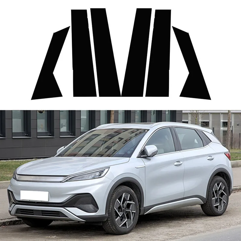 

6PCS Pillar Post Door Side Window Trims Cover Sticker Column Decal For BYD Atto 3 Yuan Plus 2022-2023 Auto Molding Styling Decor