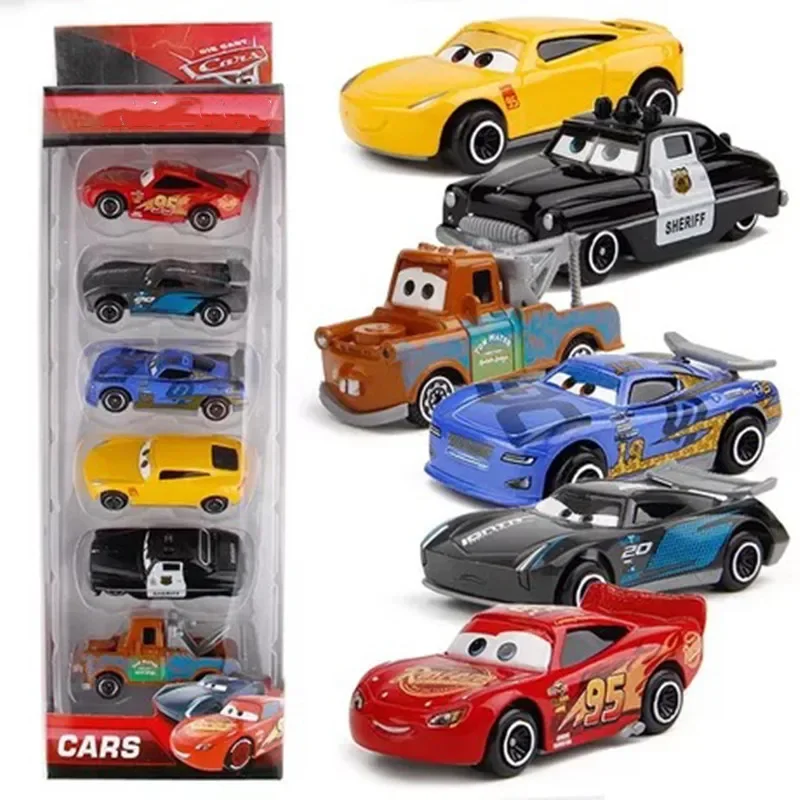 

6Pcs/Set DSN Anime Cartoon Lightning McQueen Car Jackson Storm Figurine Decorative Collectible Toys Gifs