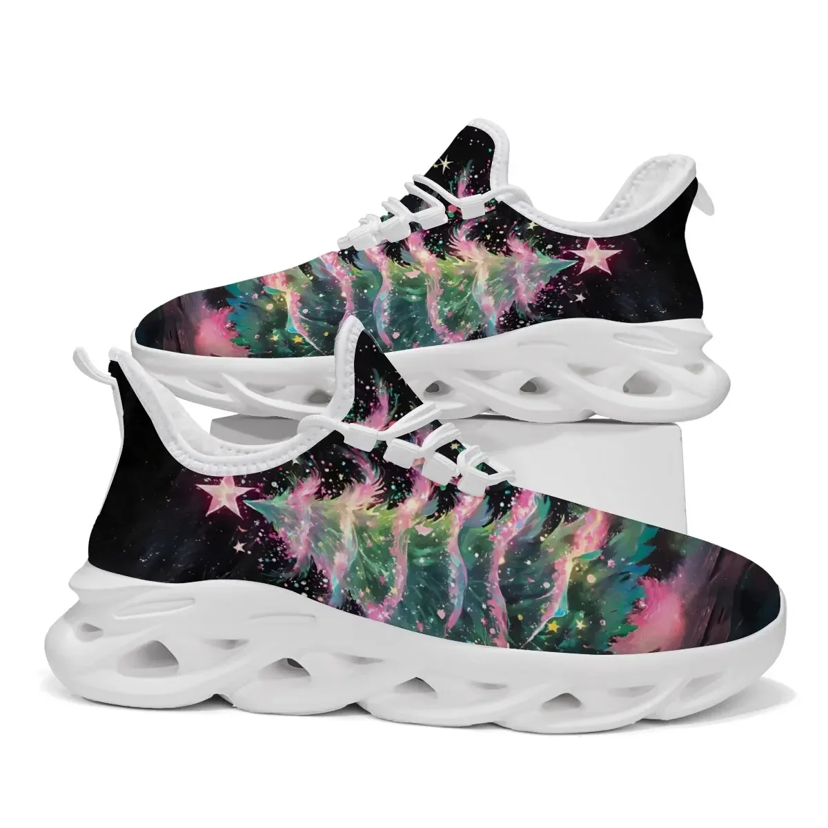 

New Lightweight Flat-bottomed Large-sized Low-top Lace-up Casual Sports Shoes with Cartoon Christmas Tree Old Man Pattern Design