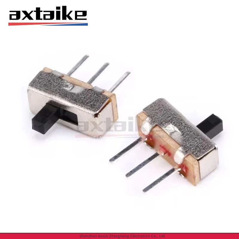50PCS 1P2T 3Pin Mini Slide Switch On-Off Toy Power Supply Toggle Switch 0.1A 120V DC 2 Position 3/4/5/6mm Handle Length SS12D00