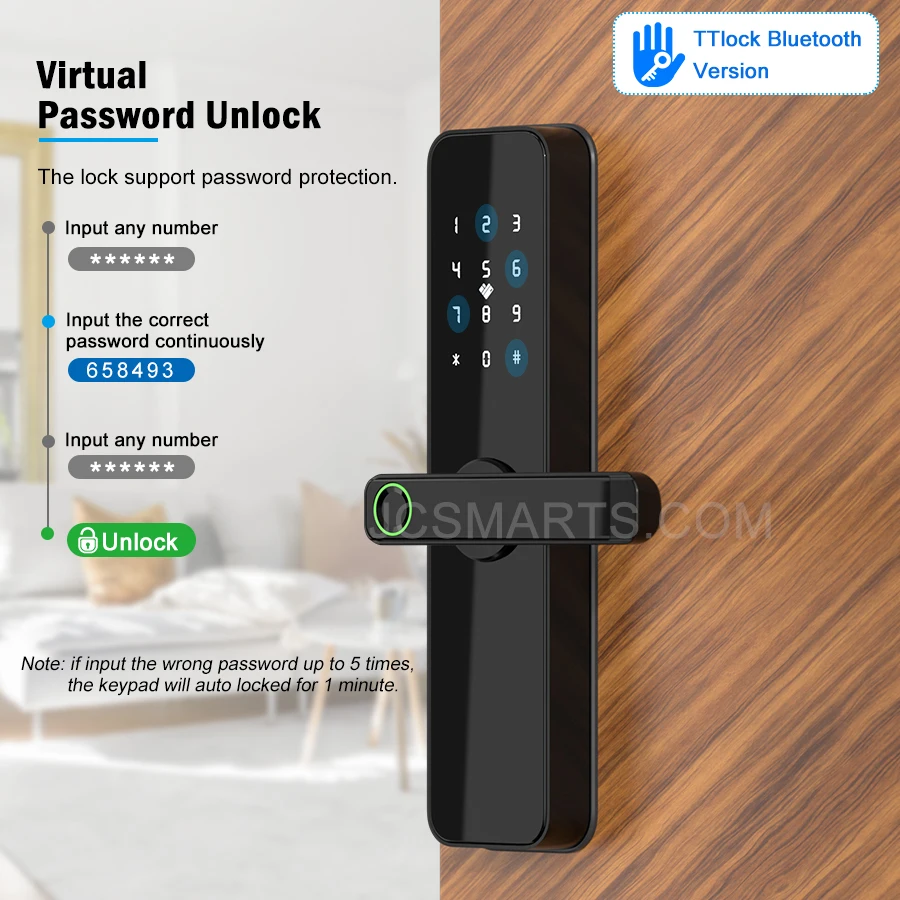 Cerradura Inteligente Biometric Smart Lock Keyless TTlock Bluetooth Electronic Smart Door Lock for Apartments