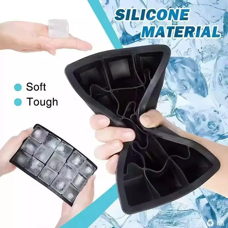 Food-grade platinum silicone 15-grid square ice cube mold, resistant to high temperatures and preventing cracking from freezing.