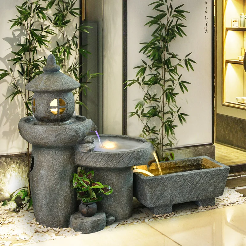 Rockery water fountain ornament, courtyard water feature balcony fish pond indoor landscape landscaping entrance terrace