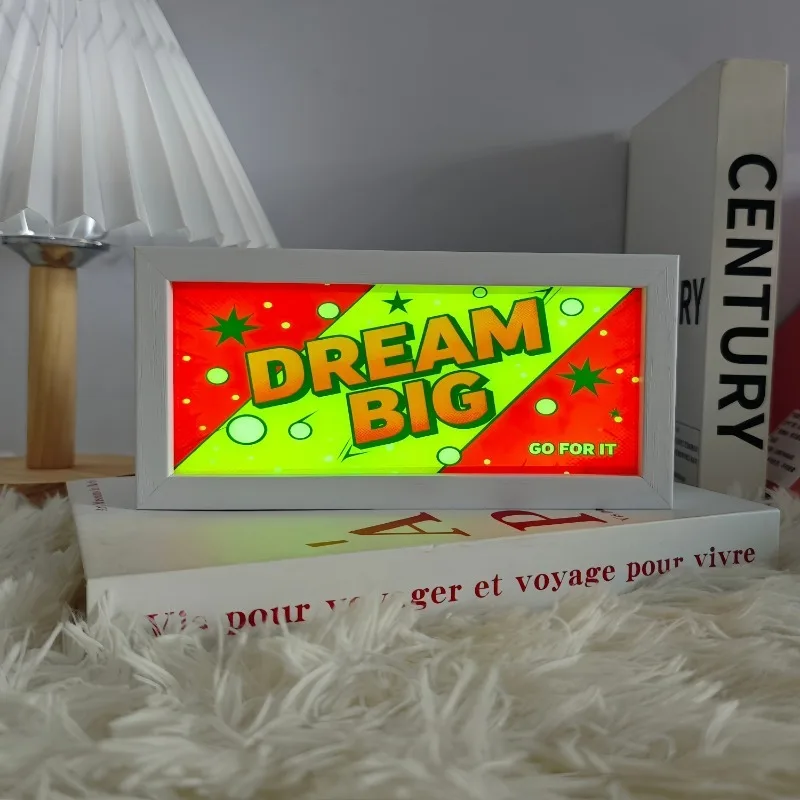 19.6cm/7.12in 3D Light Box English Text Cartoon Creativity Night Luminous Toy Lamp Collectible Party Supplies Bedroom Decoration