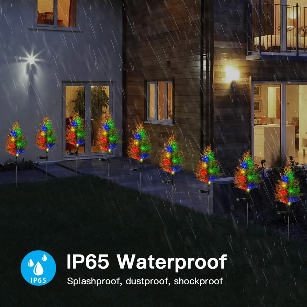 1/2/4/6 pces luz solar do pinheiro de natal ao ar livre ip65 à prova dwaterproof água jardim decoração de natal lâmpada pinho para o caminho do