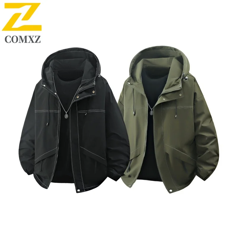 

2025 Men's Jackets Windproof Wear Resistant Jacket Pure Color Outdoor Hiking Camping Sports Coat for Men Lightweight Breathable