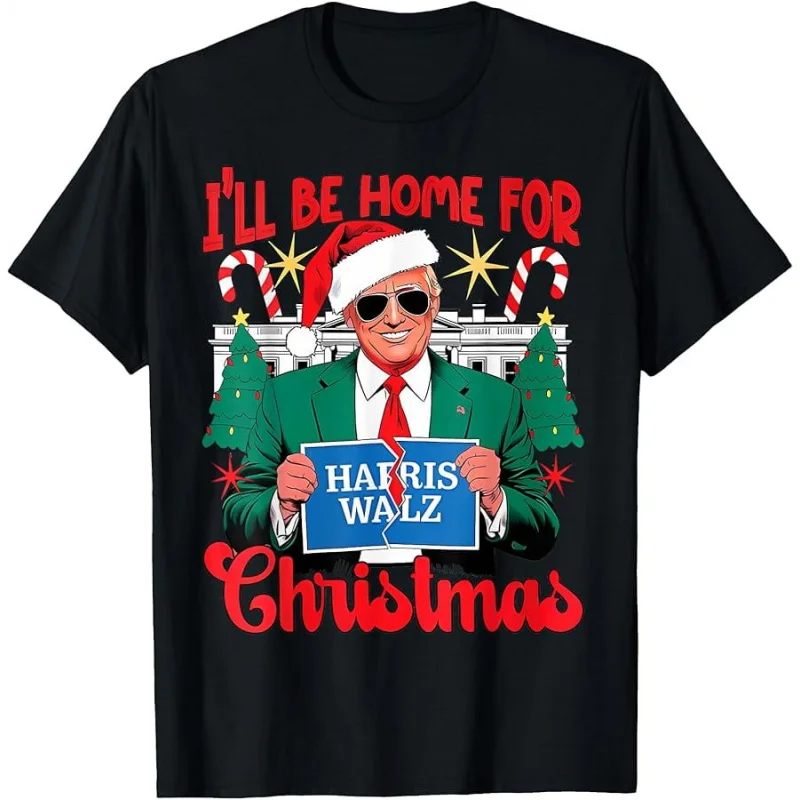 

Funny Trump Xmas I'll Be Home For Christmas Santa T-Shirt