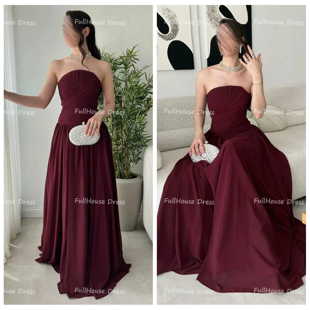 Nach Maß Boot Kragen Tiered Plissee A-linie Dubao Arabischen Saudi Kleid Backless Maxi Länge Muslimischen Prom Kleid vestidos de novia