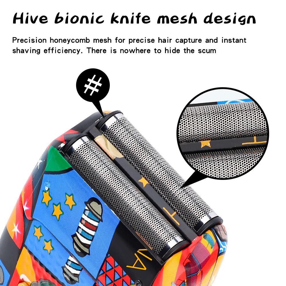HIENA Personalized graffiti double-blade razor, electric shaver, USB charging Hair Trimmer for men Beard Shaving Machine