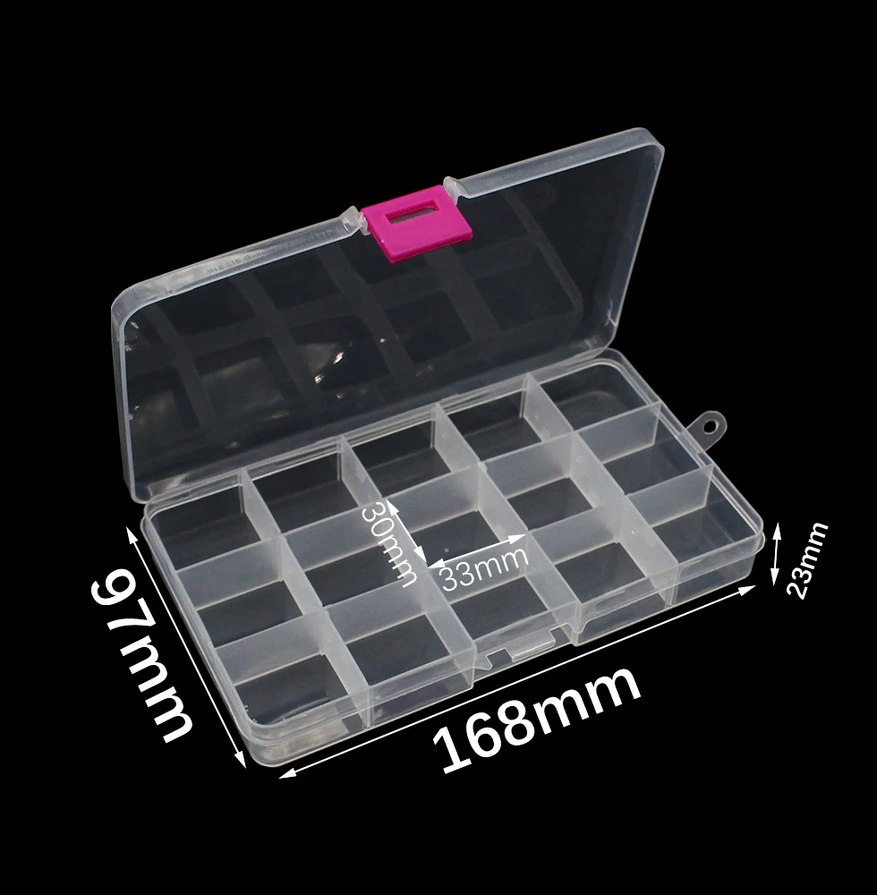 New 15 Slots Cells Colorful Portable Jewelry Tool Storage Box Electronic Parts Screw Beads Organizer Plastic BOX 171*98*mm