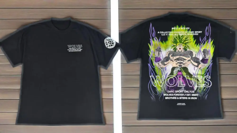 Hombre Dragon Ball Wolf Head Super Racing Broly Manga corta Deportes y fitness Algodón suelto con cuello redondo para hombres y mujeres