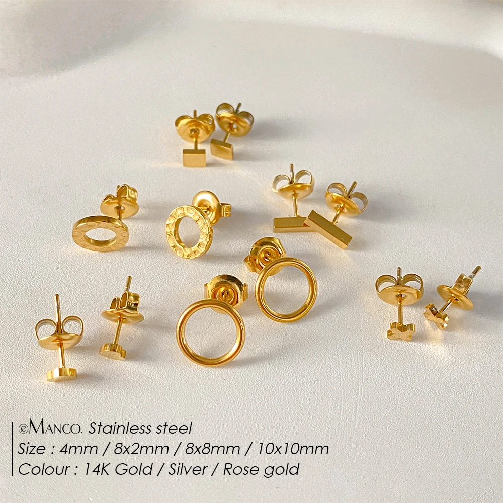eManco Girls Stainless Steel Stud Earrings for Women Office Small Round Earring Studs Minimalist Jewelry  Wholesale