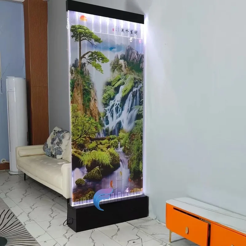 custom.Indoor Movable Modern Waterproof Acrylic Laser Cut LED Dancing Multi Color Aquarium Bubble Wall Panel Decoration