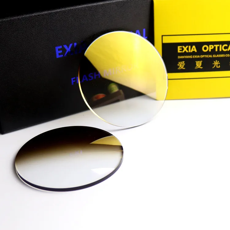 EXIA M31 Sunglasses Lenses 1.61 MR-8 UV400 Flash Mirror Gold SHMC Gradient Brown Base Curve 3
