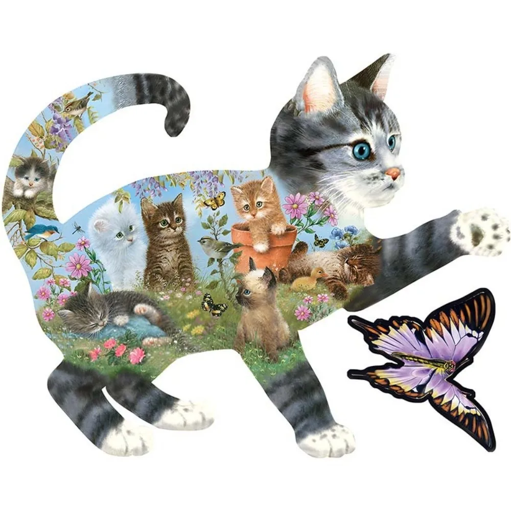 Wooden Jigsaw Puzzle Stress Relief Dog Cat Shaped Wooden Puzzle Educational Thinking Training Children Puzzle Toys