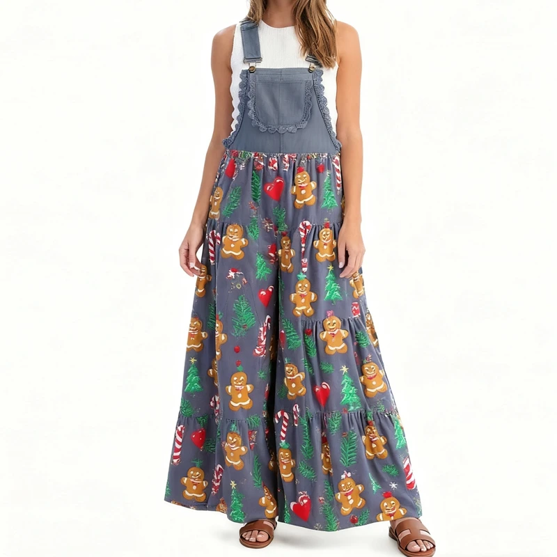 

Женские комбинезоны, повседневные свободные комбинезоны, уродливые рождественские костюмы для женщин, комбинезон Санта-Клауса, комбинезоны, подходят для комбинезонов