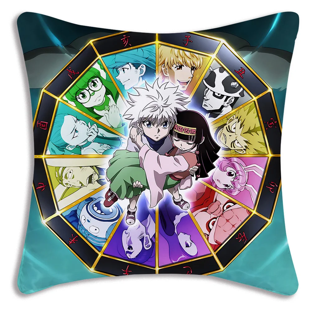 Hunter X Hunter Anime fodere per cuscini Cartoon Sofa decorativo casa stampa fronte-retro breve peluche carino fodera per cuscino