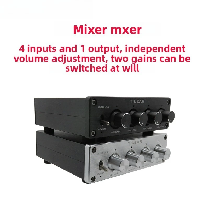 

TILEAR XZD-A3 Mixer 4-in 1-out Independent Volume Adjustment Gain Adjustable