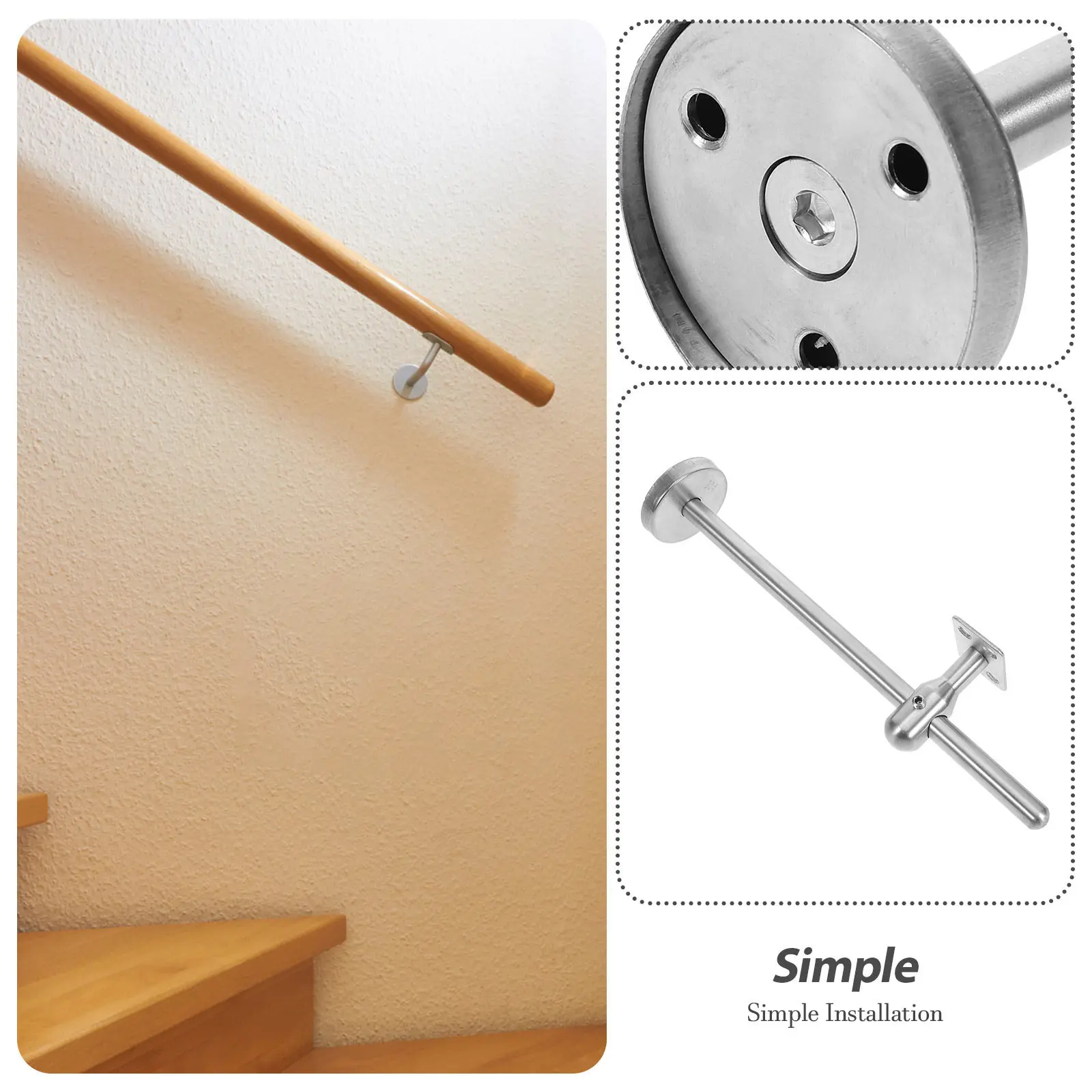 Zware roestvrijstalen trapleuningbeugel voor binnen trappen, elegant modern design, trapleuningondersteuning