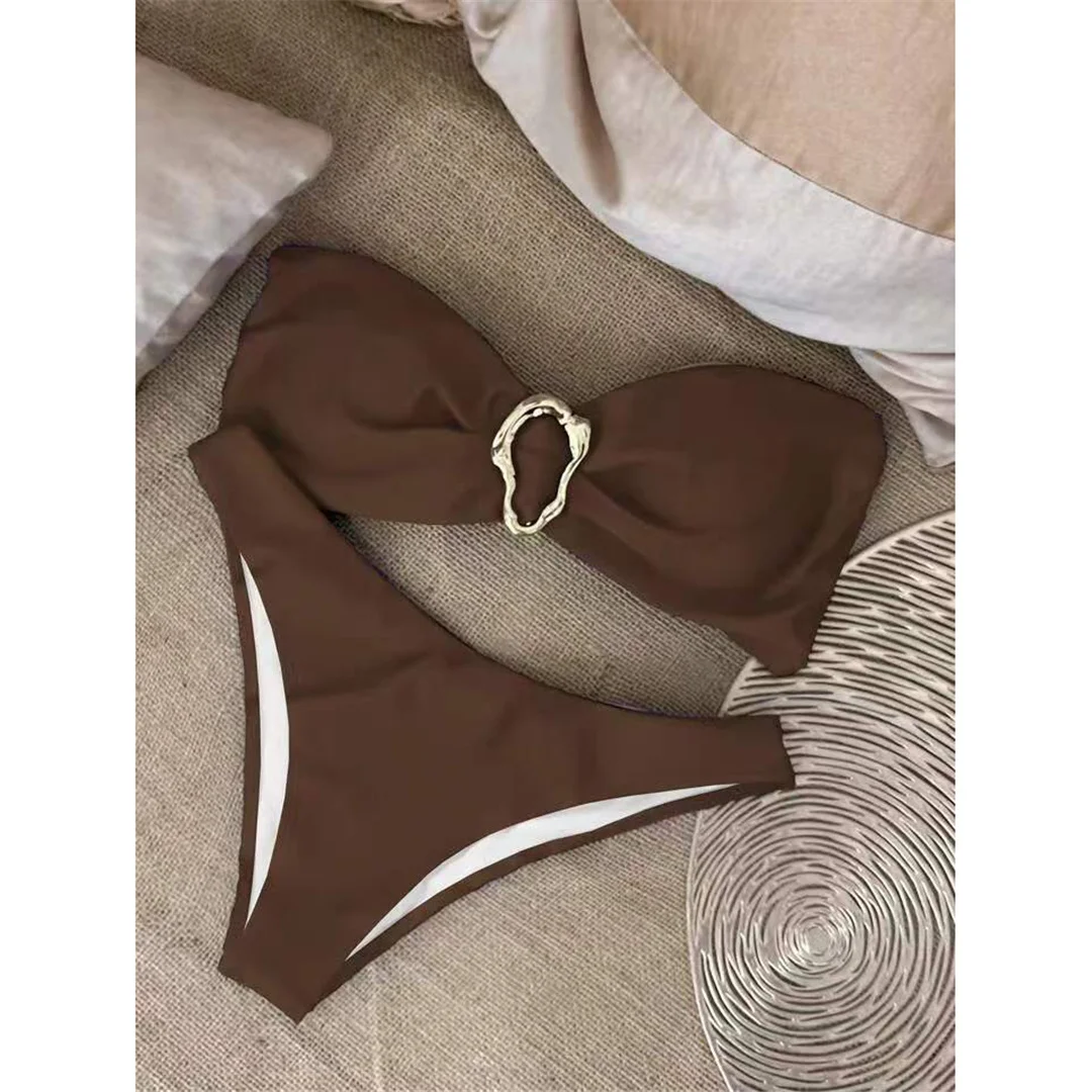 7 Farben Bandeau Metallring Brasilianischer Bikini Damen Badeanzug Frauen Bademode Zweiteiliger Bikini-Set Badeanzug Schwimmanzug V6516 – Detail 34